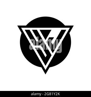 YL logo with negative space triangle and circle shape design template isolated on white background Stock Vector