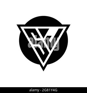 SJ logo with negative space triangle and circle shape design template isolated on white background Stock Vector