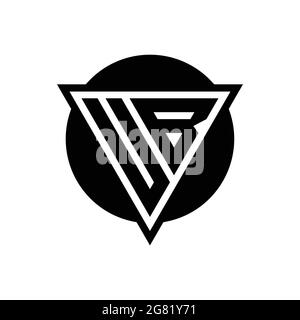 UB logo with negative space triangle and circle shape design template isolated on white background Stock Vector