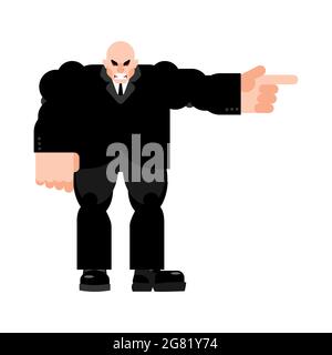 Angry boss points. Evil director points. vector illustration Stock Vector