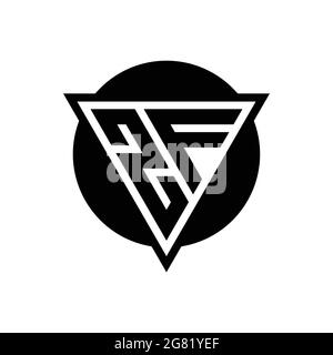 ZF logo with negative space triangle and circle shape design template isolated on white background Stock Vector
