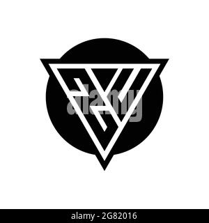 ZU logo with negative space triangle and circle shape design template isolated on white background Stock Vector