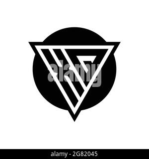 XQ logo with negative space triangle and circle shape design template isolated on white background Stock Vector