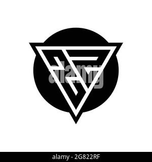 ZZ logo with negative space triangle and circle shape design template isolated on white background Stock Vector