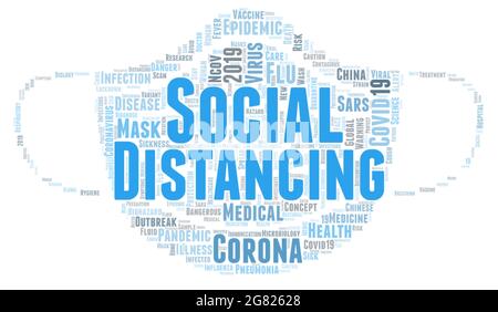 Social distancing word cloud concept on white background, 3d rendering Stock Photo