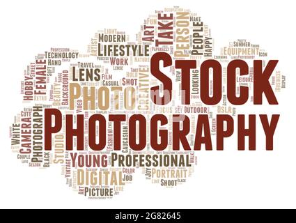 Stock photography word cloud concept on white background, 3d rendering Stock Photo