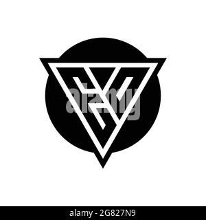 EO logo with negative space triangle and circle shape design template isolated on white background Stock Vector