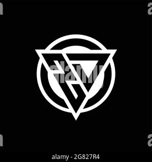 ZD logo with negative space triangle shape and circle rounded design template isolated on black background Stock Vector