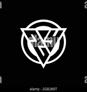 ZY logo with negative space triangle shape and circle rounded design template isolated on black background Stock Vector