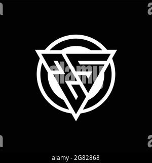 ZS logo with negative space triangle shape and circle rounded design template isolated on black backgroundA Stock Vector