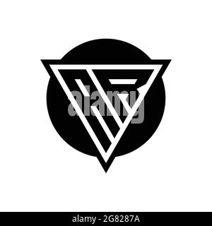 AR logo with negative space triangle and circle shape design template isolated on white background Stock Vector