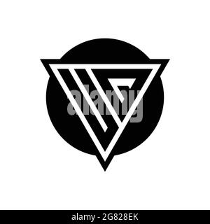 UQ logo with negative space triangle and circle shape design template isolated on white background Stock Vector