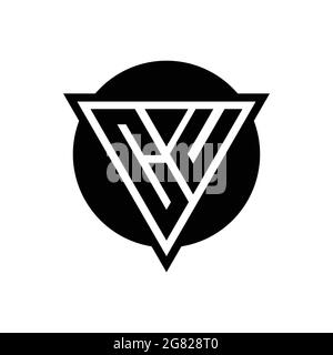 CU logo with negative space triangle and circle shape design template isolated on white background Stock Vector