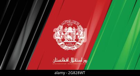 Afghanistan Independence day design with Afghanistan flag background design. arabic text mean is Afghanistan Independence Day. Good template for natio Stock Vector