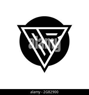 BR logo with negative space triangle and circle shape design template isolated on white background Stock Vector
