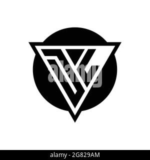 DL logo with negative space triangle and circle shape design template isolated on white background Stock Vector