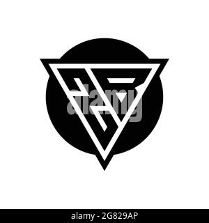 ZB logo with negative space triangle and circle shape design template isolated on white background Stock Vector