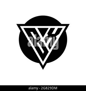 BX logo with negative space triangle and circle shape design template isolated on white background Stock Vector