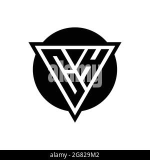 CH logo with negative space triangle and circle shape design template isolated on white background Stock Vector