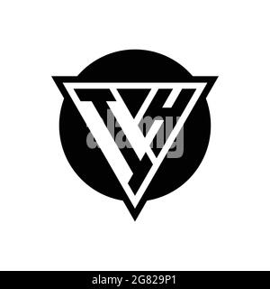 IH logo with negative space triangle and circle shape design template isolated on white background Stock Vector