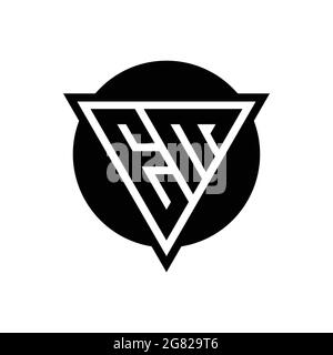 EM logo with negative space triangle and circle shape design template isolated on white background Stock Vector