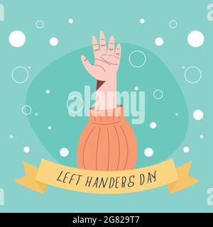 left handers day frame with hand open Stock Vector
