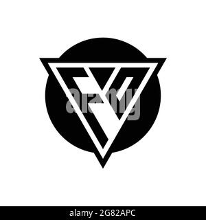 FO logo with negative space triangle and circle shape design template isolated on white background Stock Vector