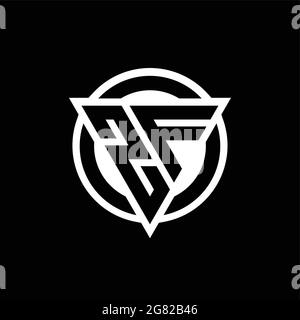 ZF logo with negative space triangle shape and circle rounded design template isolated on black background Stock Vector