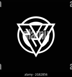 ZH logo with negative space triangle shape and circle rounded design template isolated on black background Stock Vector
