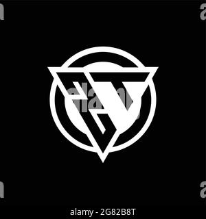 ZT logo with negative space triangle shape and circle rounded design template isolated on black background Stock Vector