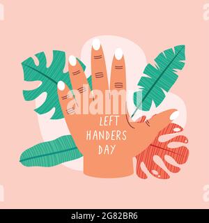 left handers day celebration with hand open Stock Vector