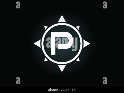 Initial P monogram letter alphabet in a compass. Font emblem. Compass logo sign symbol. Modern vector logo design for business and company identity. Stock Vector