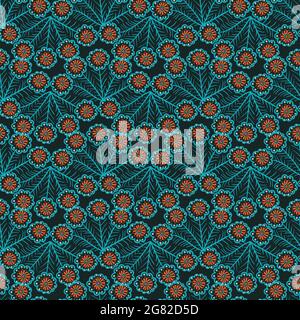 A floral peacock feathers seamless vector pattern Stock Vector