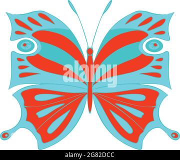 Colored Butterfly , vector illustration, icon. Butterfly with open wings, top view Stock Vector