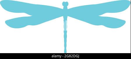 Colored silhouette of a dragonfly. Template for printing Stock Vector