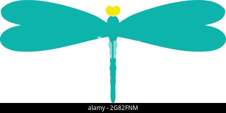 Colored silhouette of a dragonfly. Template for printing Stock Vector