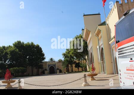 The Royal Palace or Palais Royal of Fes, Morocco, Africa belongs to the King of Morocco. It is located in Fes el Jdid  founded by the Marinid sultans Stock Photo