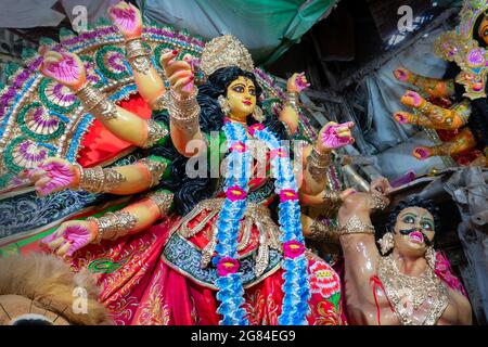 Goddess durga idol ; Kumartuli ; Calcutta Kolkata ; West Bengal ; India ...