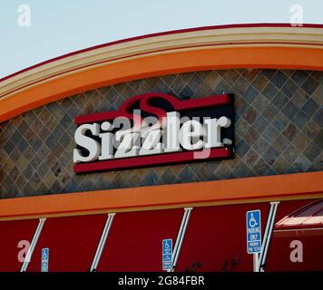 Sizzler Restaurant in Manteca, California Stock Photo