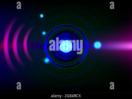 Abstract backgrounds wallpaper backdrop pattern with circle swirl fractal global energy blue color bright motion futuristic art design graphic vector Stock Photo