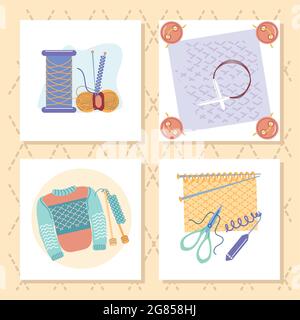 knitting and needlework Stock Vector