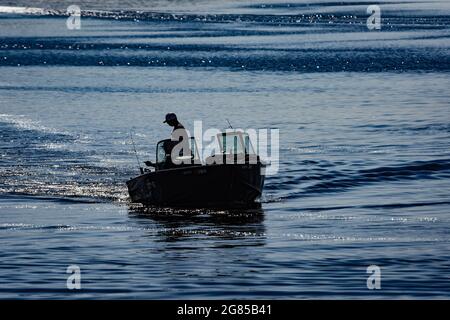 End of the day fishing on Clearlake, Lake county, CA, coming home Stock Photo