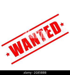 Red Wanted Rubber Stamp Set Isolated on White Background Stock Vector
