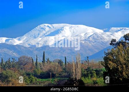 Mount Hermon covered with snow, Israel Stock Photo