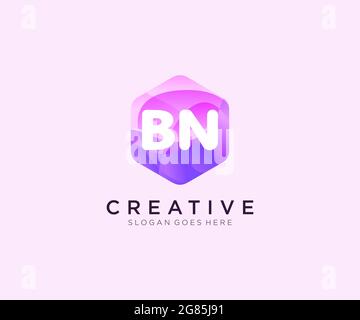 BN initial logo With Colorful Hexagon Modern Business Alphabet Logo template Stock Vector