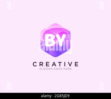 BY initial logo With Colorful Hexagon Modern Business Alphabet Logo template Stock Vector