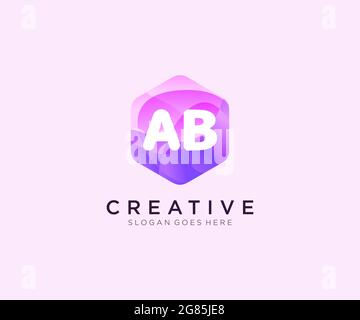 AB initial logo With Colorful Hexagon Modern Business Alphabet Logo template Stock Vector