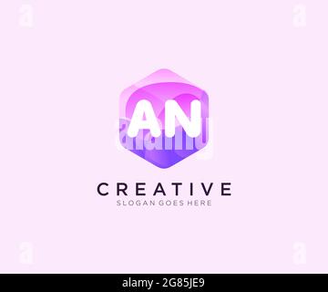 AN initial logo With Colorful Hexagon Modern Business Alphabet Logo template Stock Vector