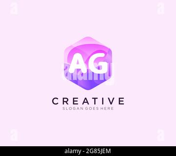 AG initial logo With Colorful Hexagon Modern Business Alphabet Logo template Stock Vector