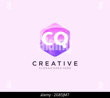 CQ initial logo With Colorful Hexagon Modern Business Alphabet Logo template Stock Vector